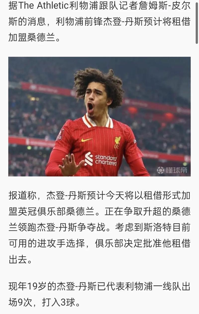 回声报：利物浦小将丹斯将缺席数月，今年内可能无法上场了